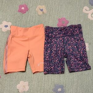 Athleta Girls Peach Bike Shorts & Gray/Purple Floral Pair / Bundle